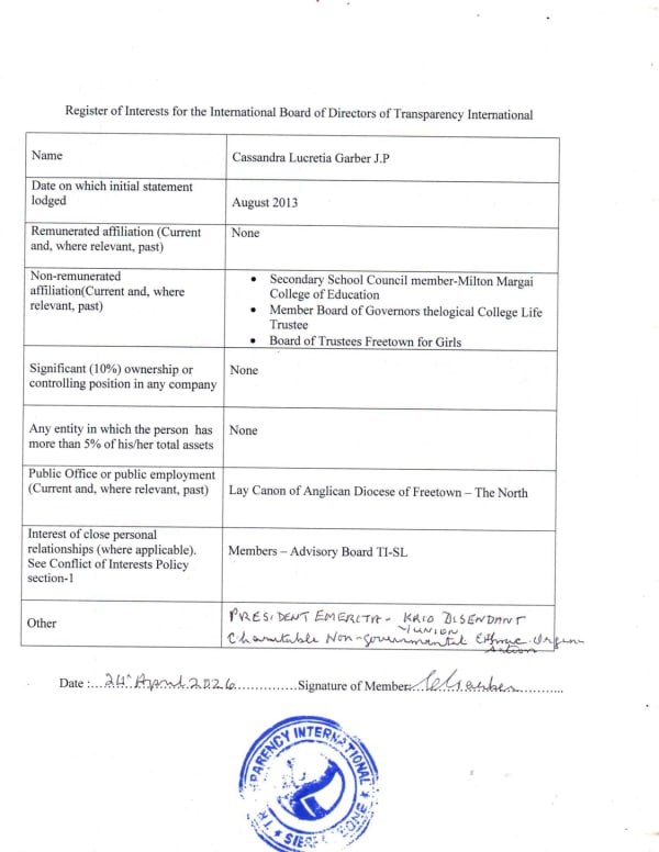 Preview of register of interest