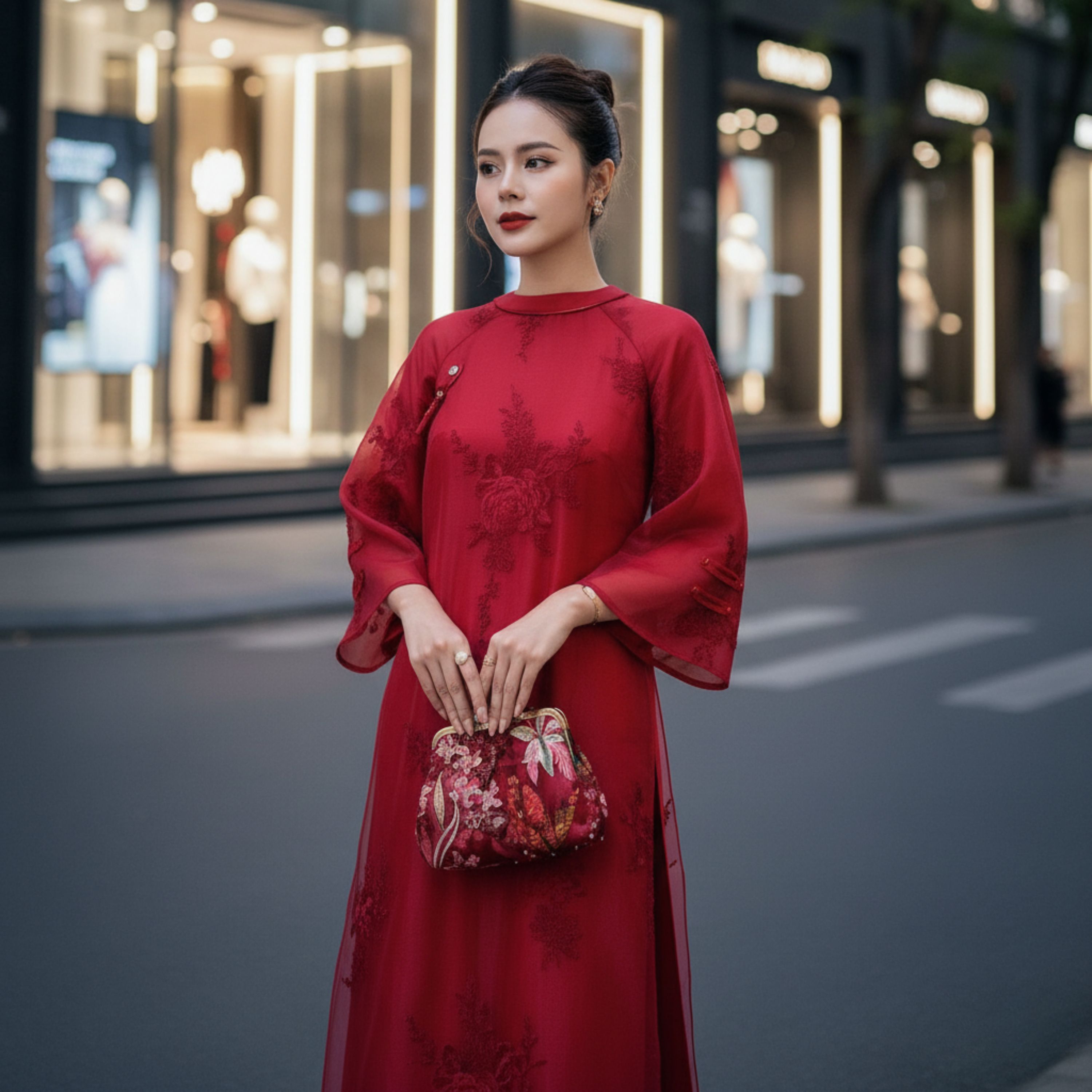 Áo Dài Cách Tân Ẩn Hoa Thiết Kế Cao Cấp thumbnail 4