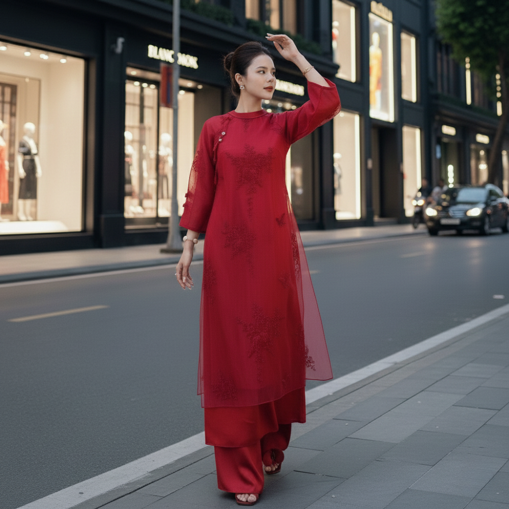 Áo Dài Cách Tân Ẩn Hoa Thiết Kế Cao Cấp thumbnail 6