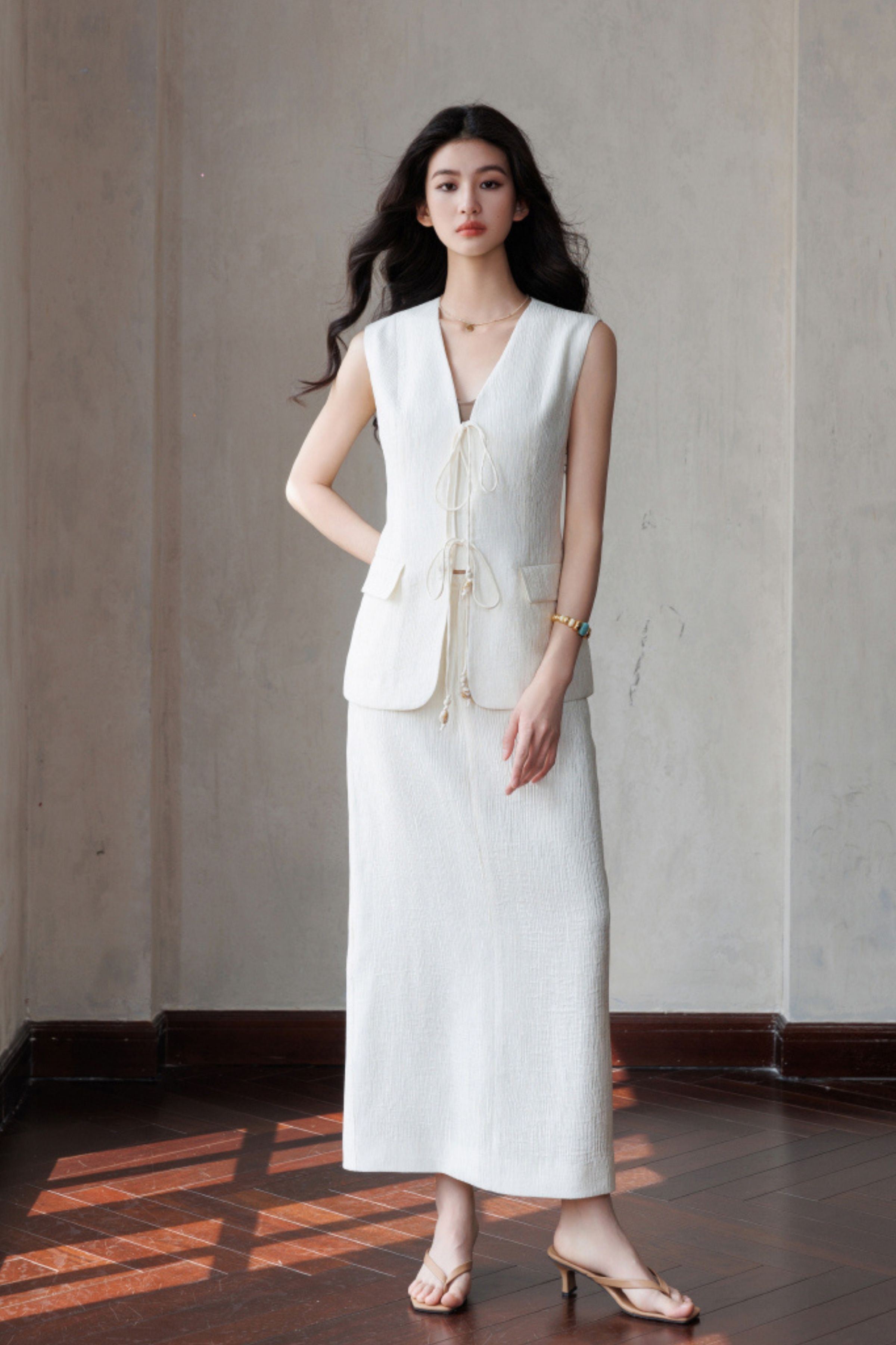 Set Bộ Gilet - Bộ Áo Sát Nách Buộc Dây Kèm Chân Váy Dài _BS0182 thumbnail 4