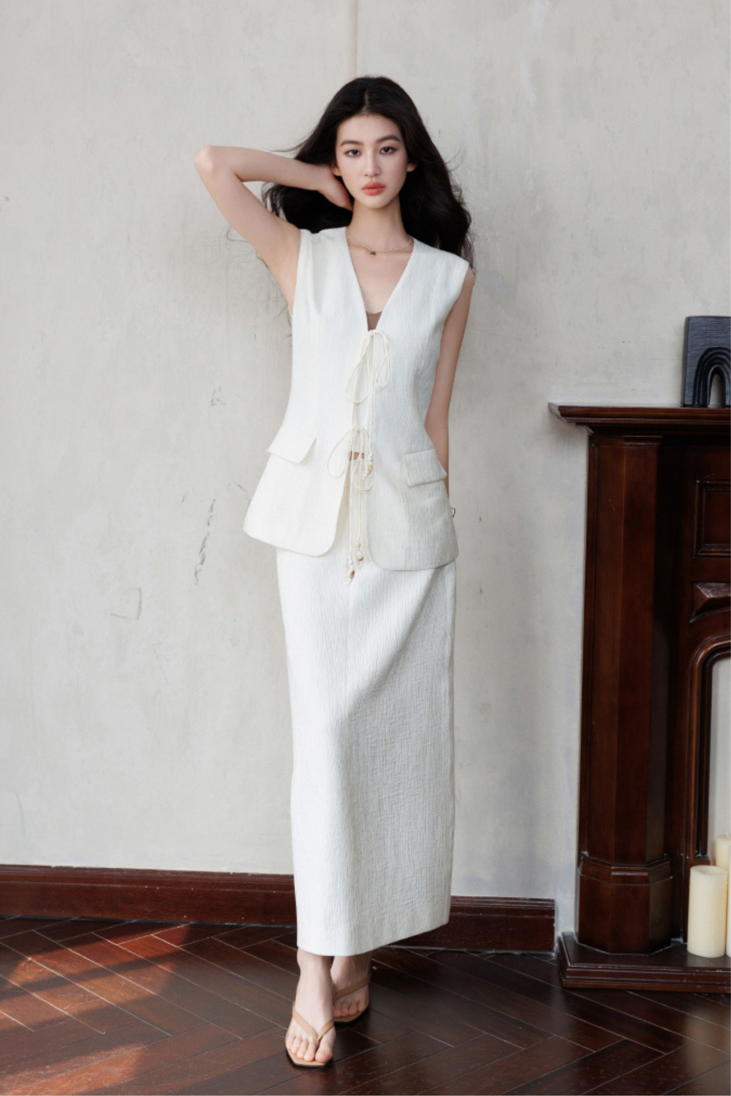 Set Bộ Gilet - Bộ Áo Sát Nách Buộc Dây Kèm Chân Váy Dài _BS0182 thumbnail 6