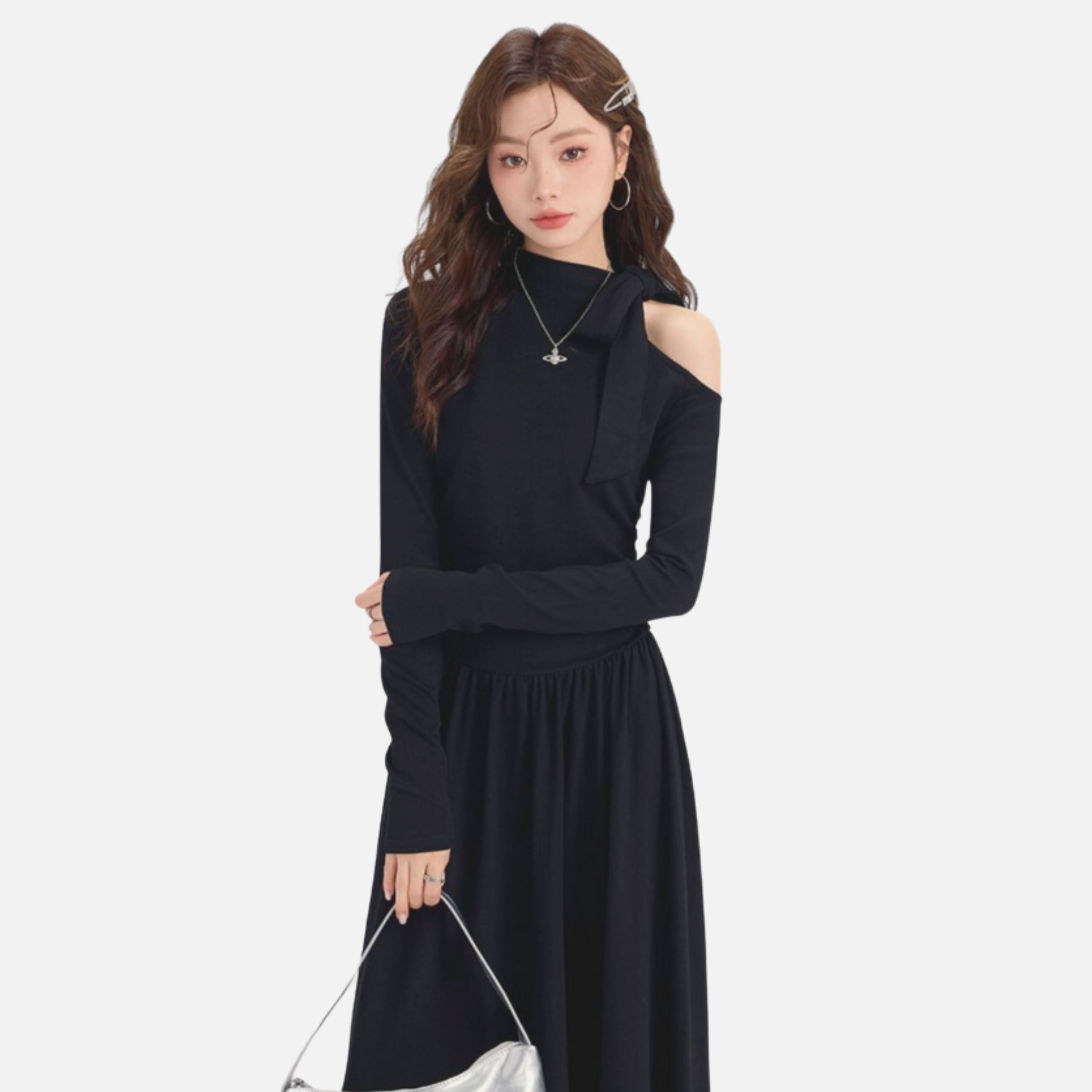 Đầm Maxi Tay Dài Buộc Nơ_BS099 thumbnail 3