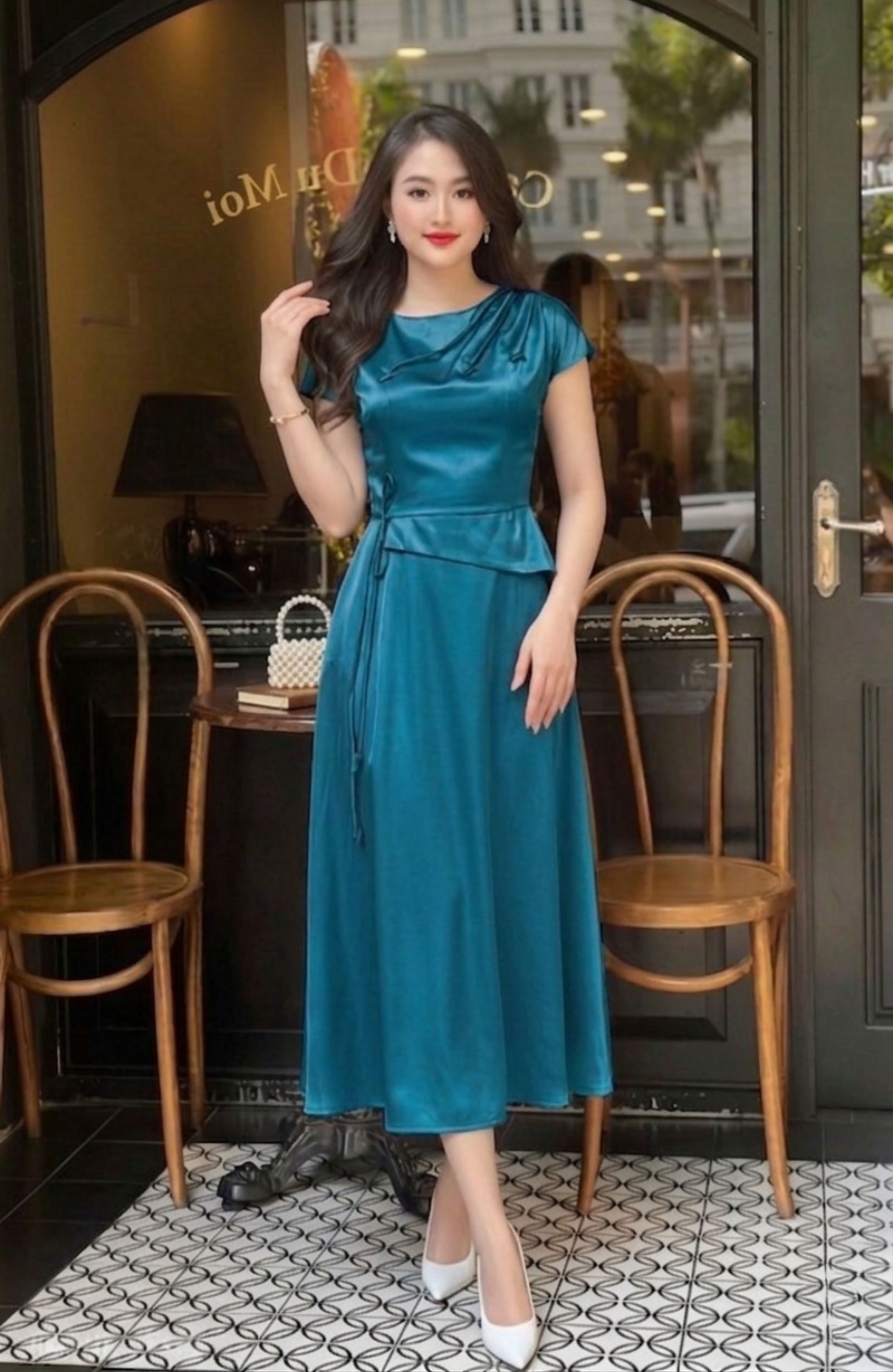 Đầm Dáng Dài Xòe Trung Niên Nhấn Eo_DD0055 thumbnail 11