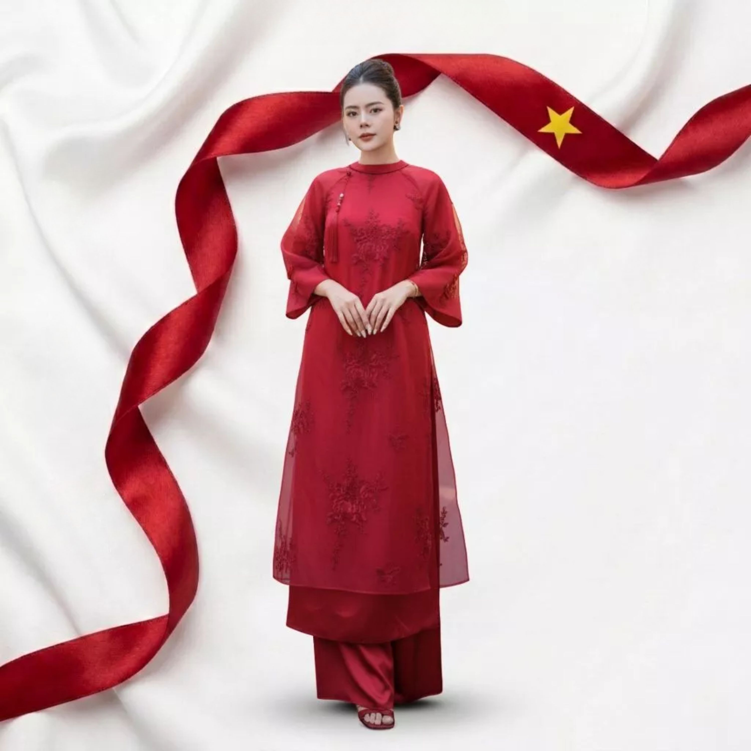 Áo Dài Cách Tân Ẩn Hoa Thiết Kế Cao Cấp
