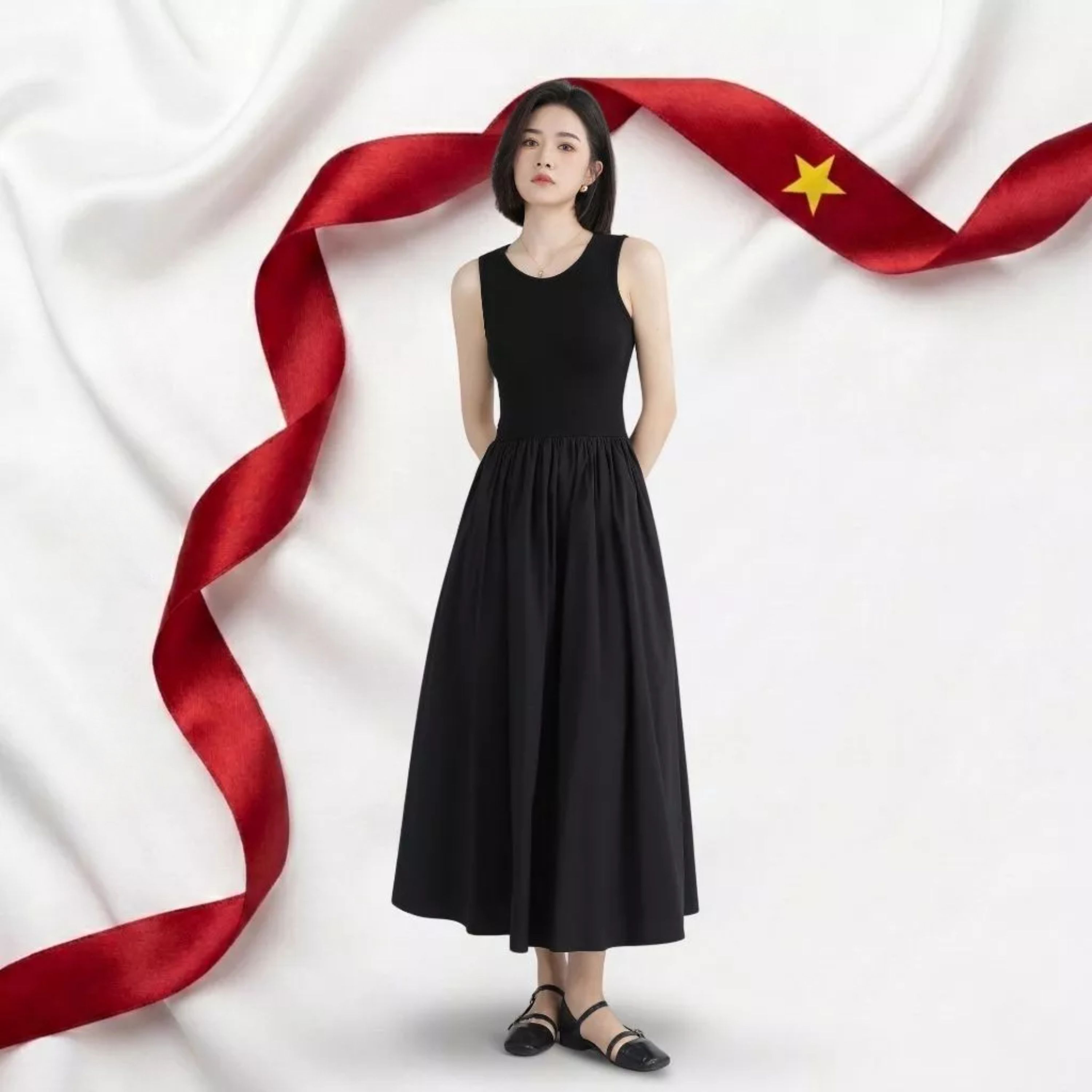 Đầm Dài Sát Nách Tùng Xòe_BS027