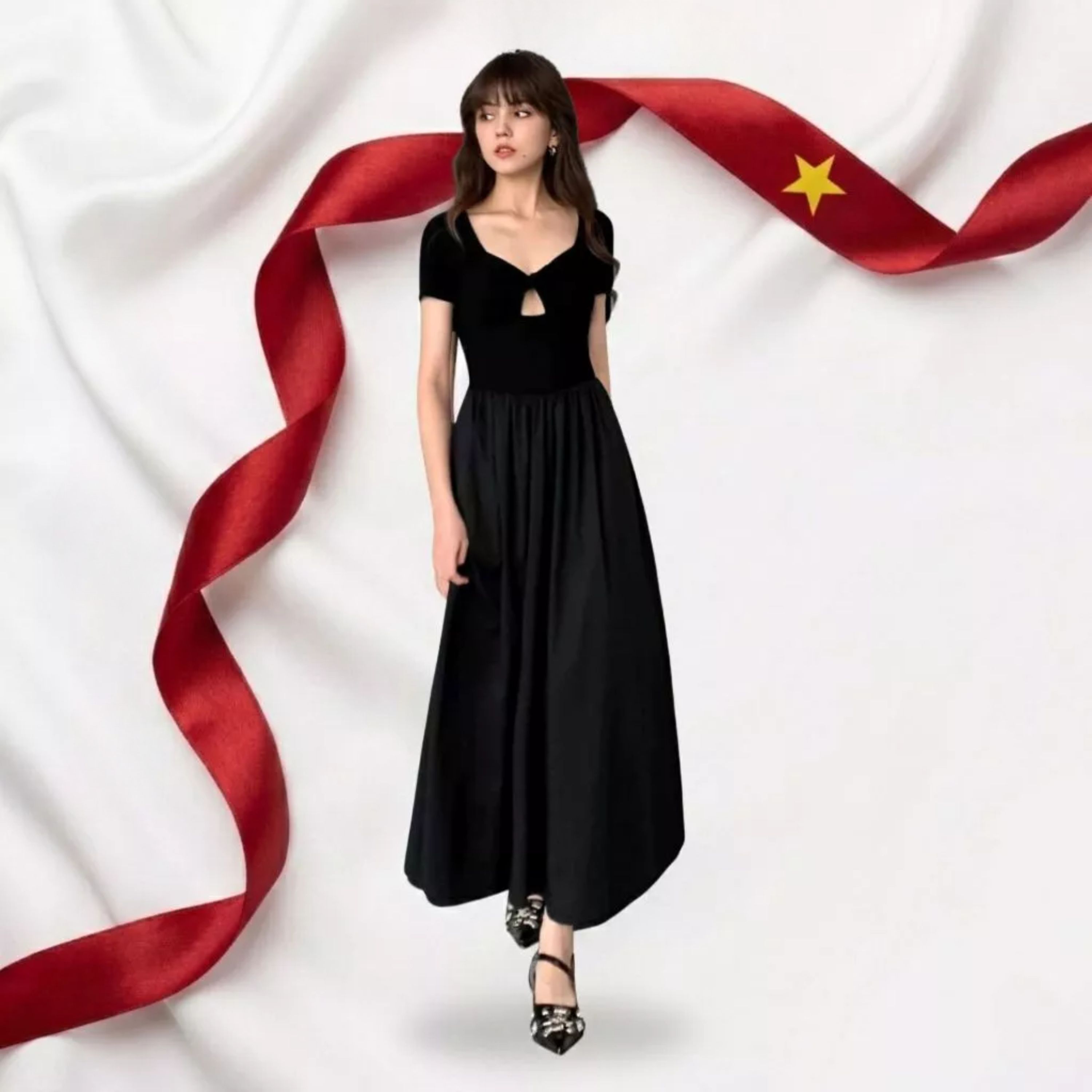 Đầm Midi Khoét Ngực_BS066