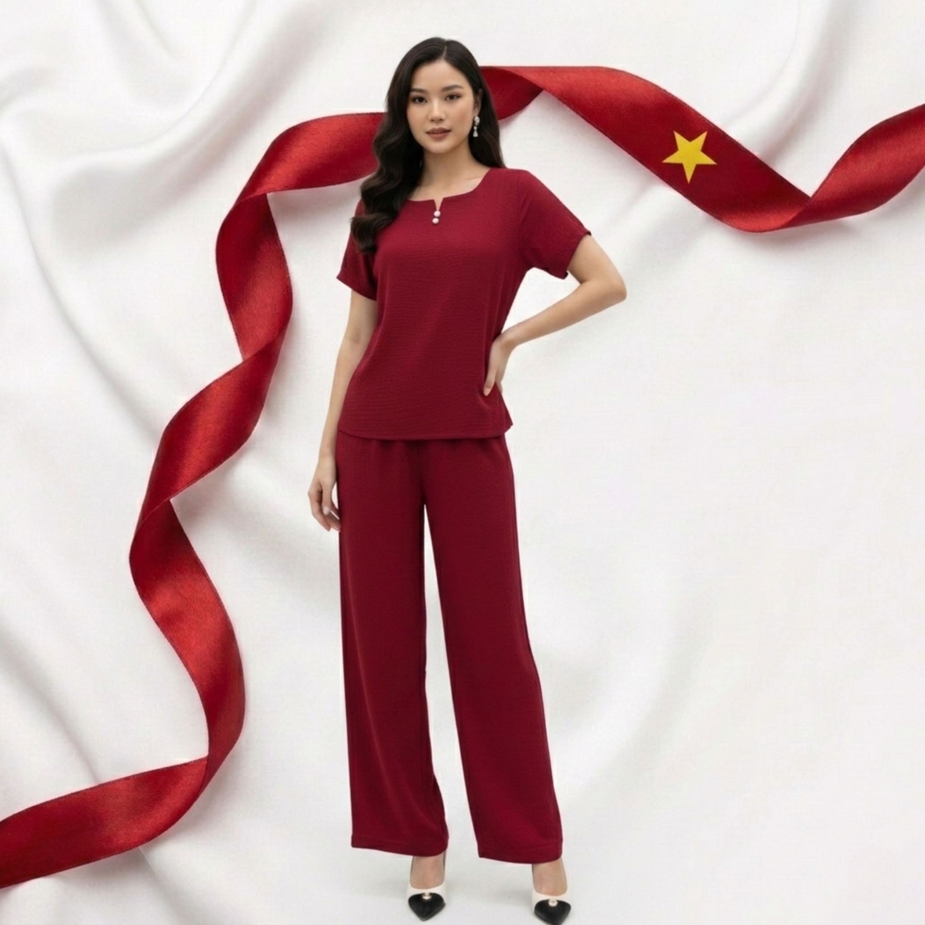 Bộ Đũi Tơ Cao Cấp Trung Niên Tay Cộc, Quần Dài_DD003
