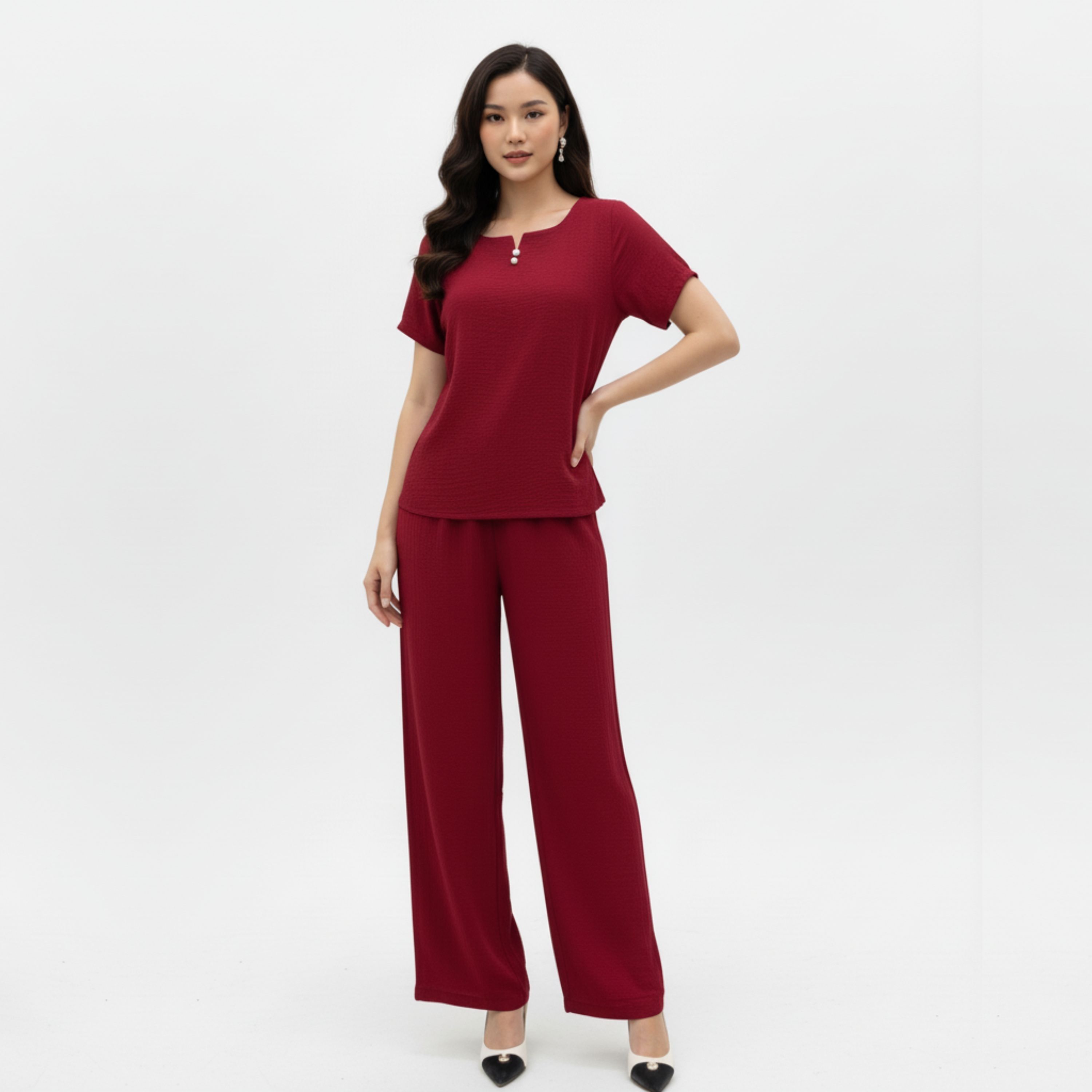 Bộ Đũi Tơ Cao Cấp Trung Niên Tay Cộc, Quần Dài_DD003