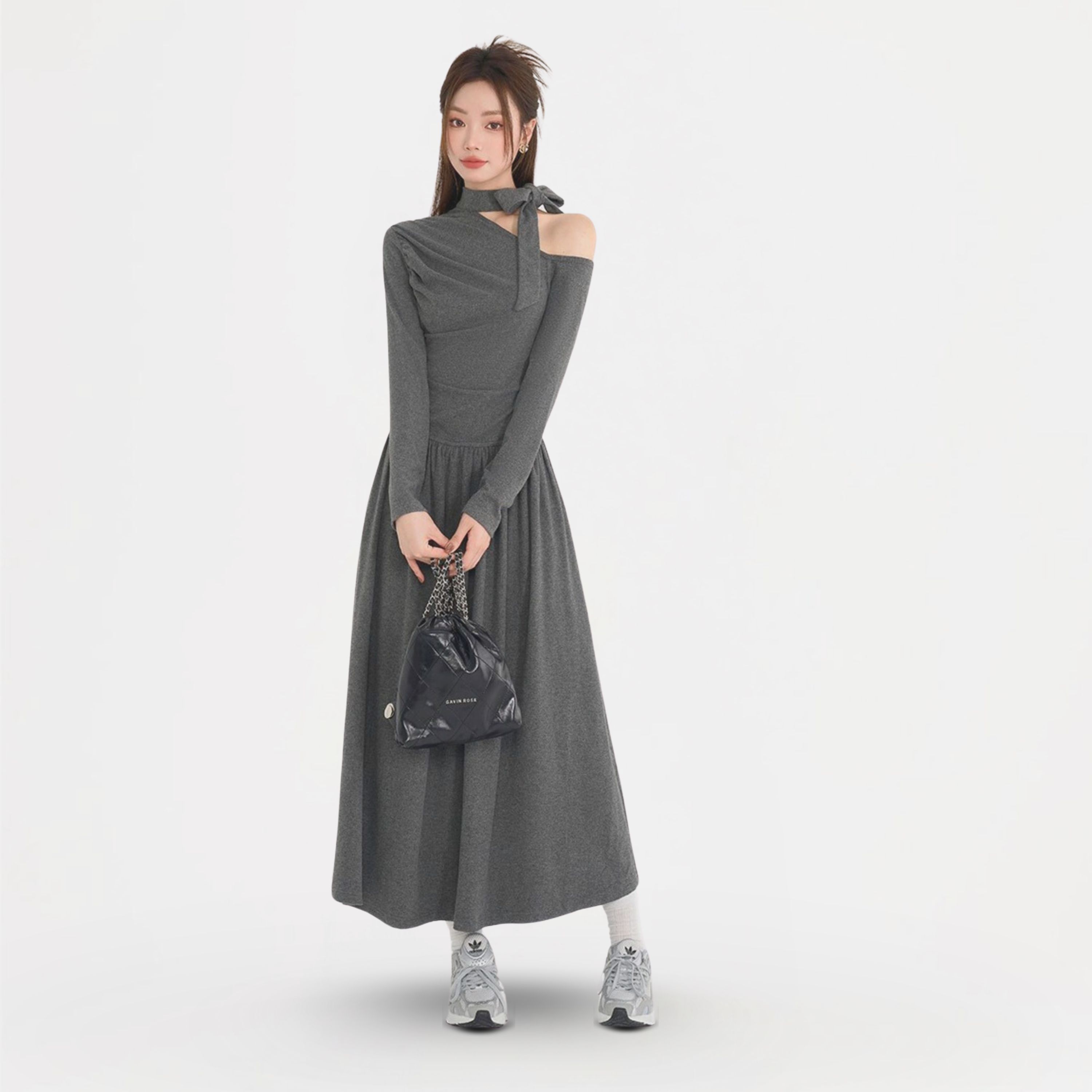 Đầm Maxi Tay Dài Buộc Nơ_BS099