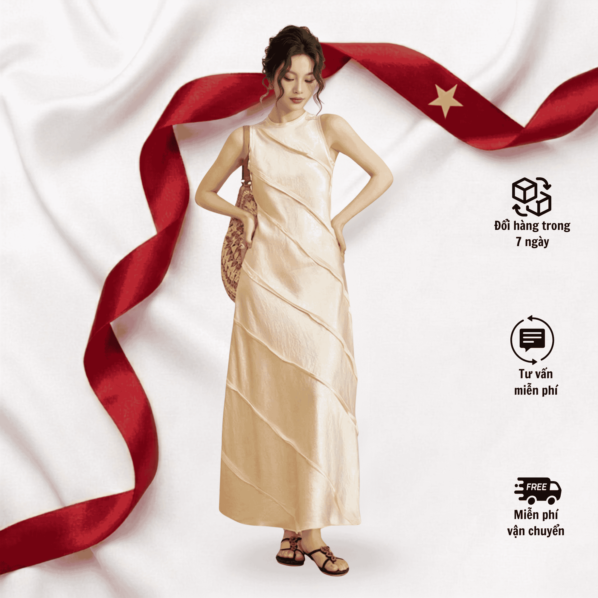 Đầm Lụa Chéo Dáng Dài Sang Trọng_BS0252