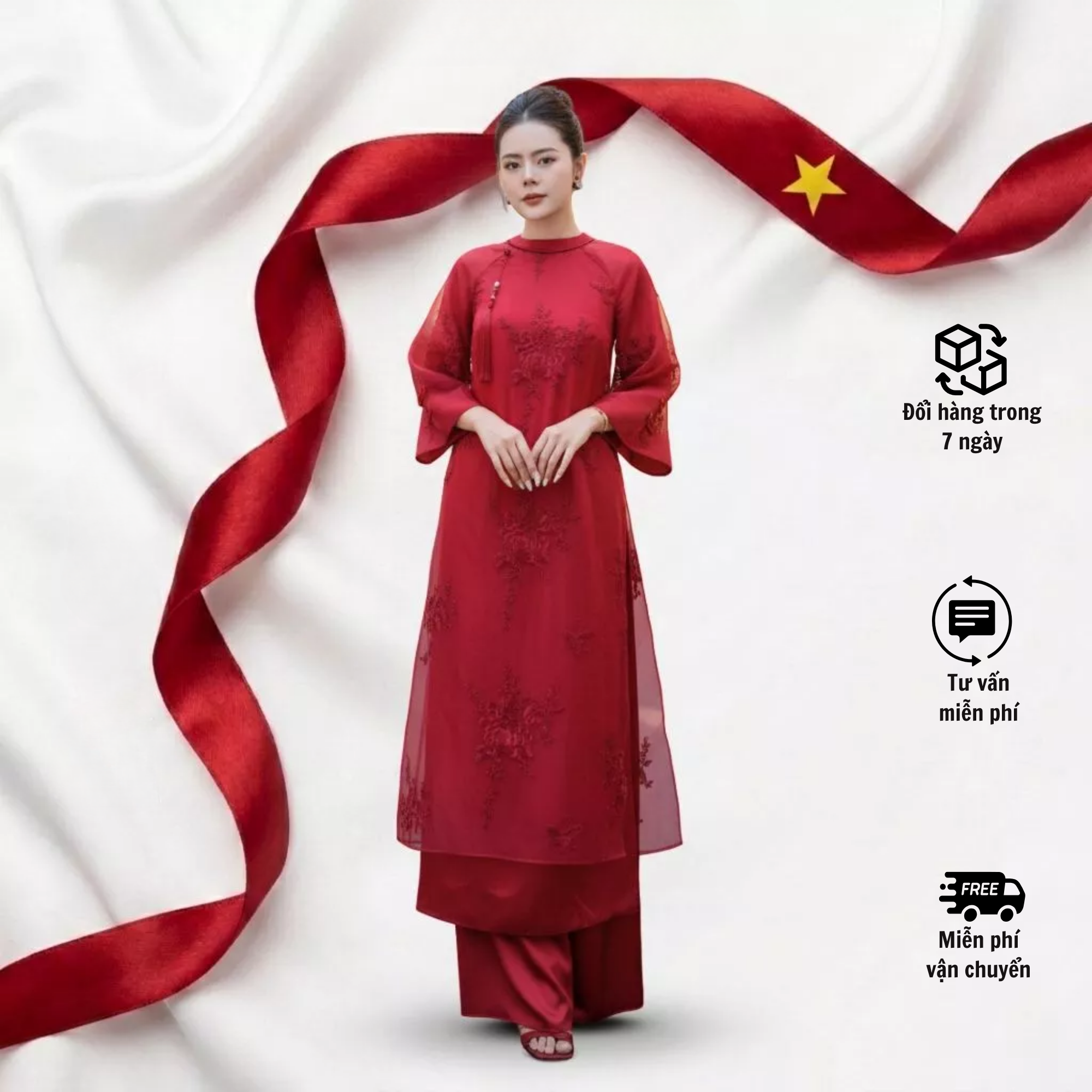 Áo Dài Cách Tân Ẩn Hoa Thiết Kế Cao Cấp