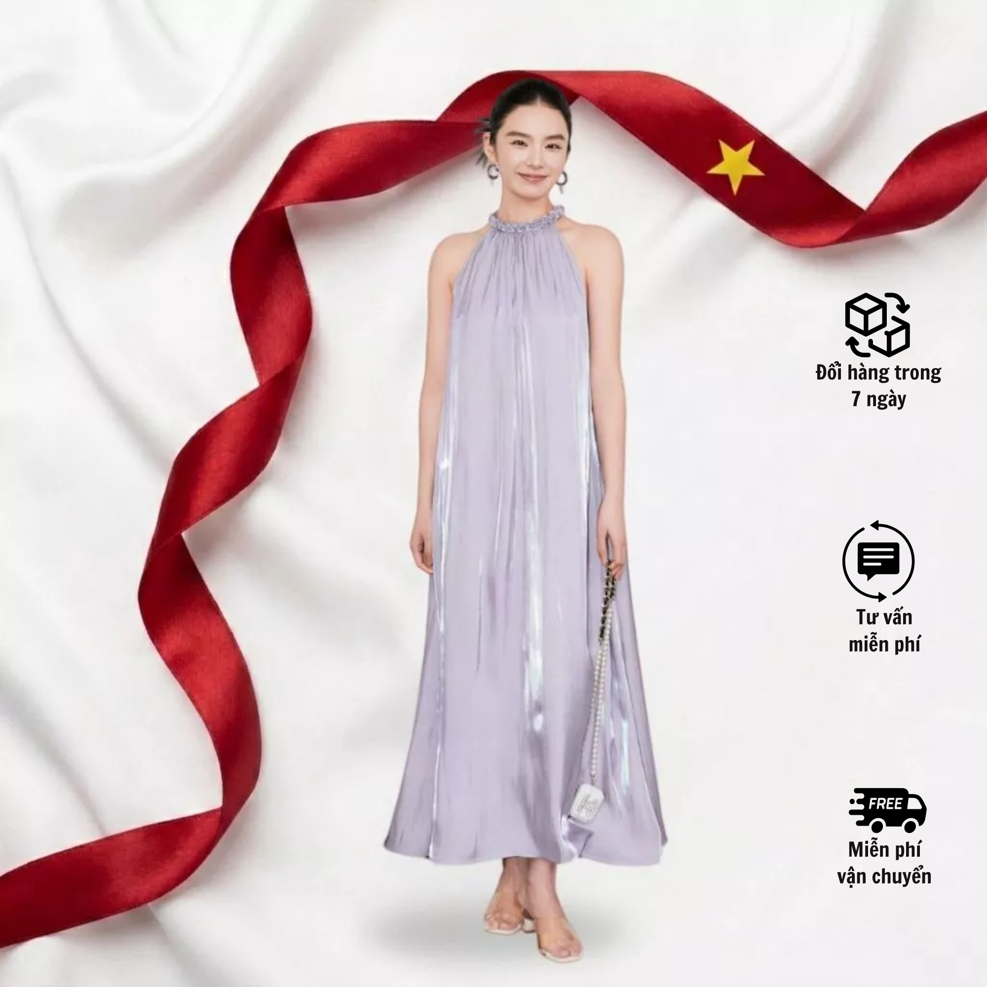 Đầm Maxi Cổ Yếm Hở Vai, Dáng Váy Chữ A_BS0202