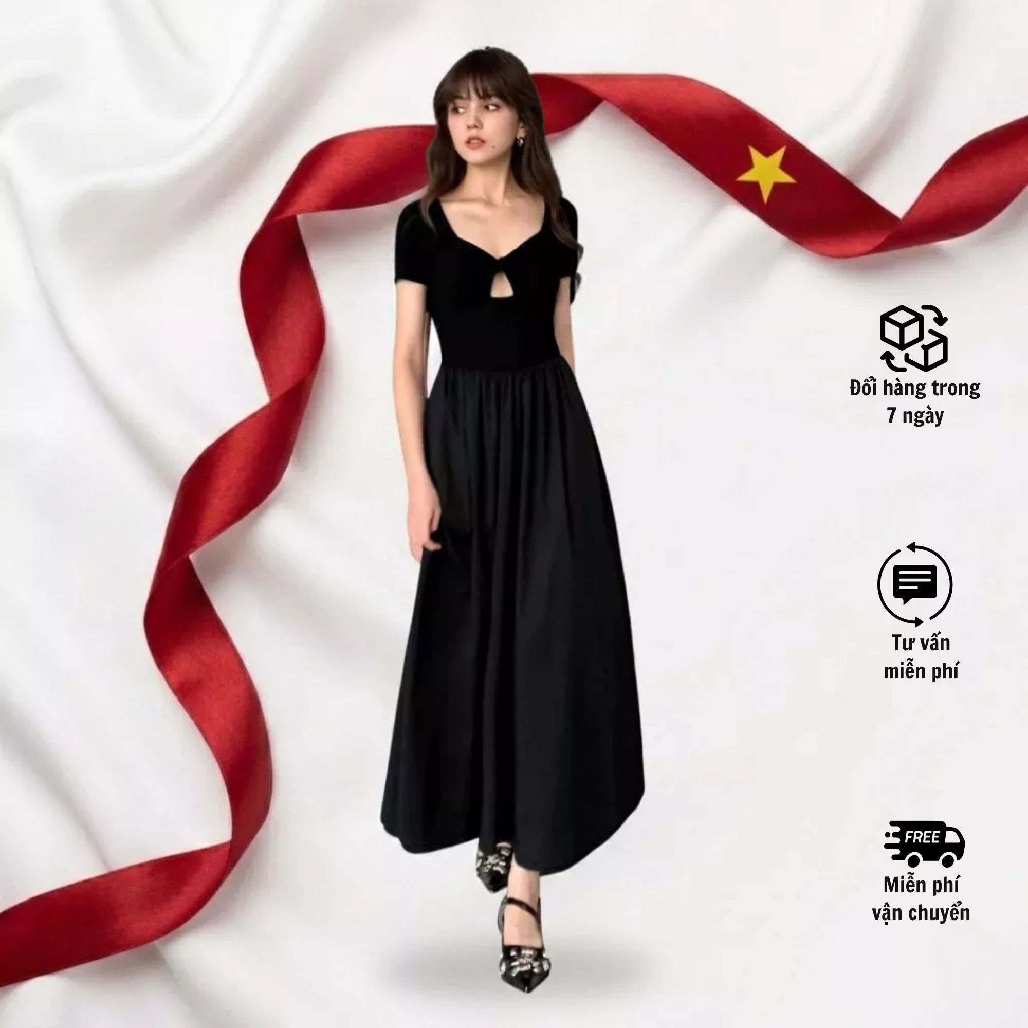 Đầm Midi Khoét Ngực_BS066