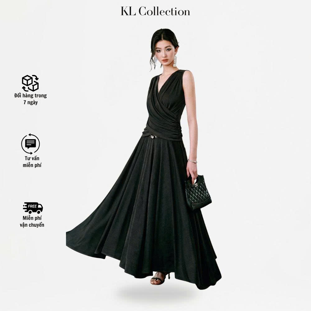 Set áo cổ đắp chéo + váy xòe thun nhung kim cương ánh nhũ sang trọng, co giãn BS0268