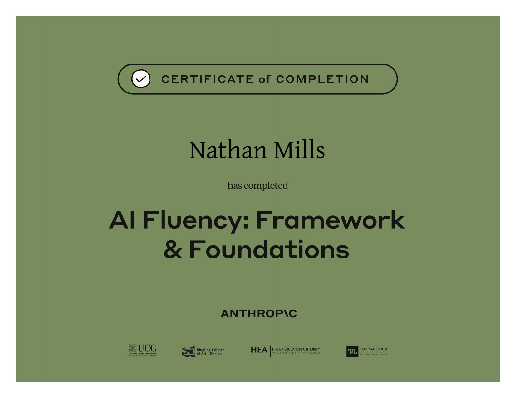 AI Fluency: Framework and Foundations certificate, Anthropic