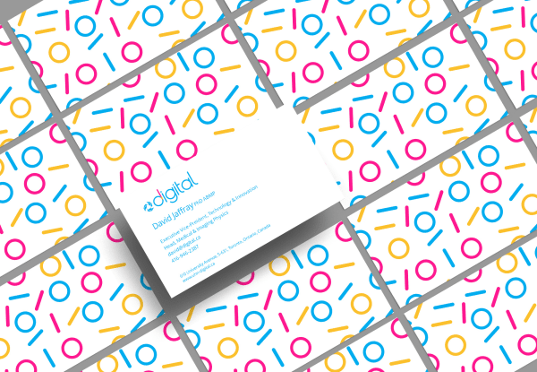 UHN Digital: business-card system built on the brand identity I designed.
