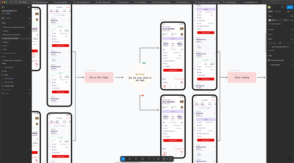 Virgin Australia app: journey detail screen, post-booking experience.