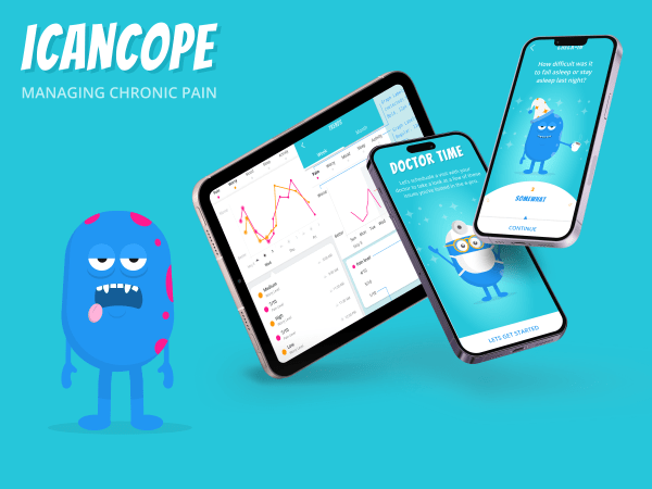 iCanCope: SickKids chronic-pain self-management app, key screens.