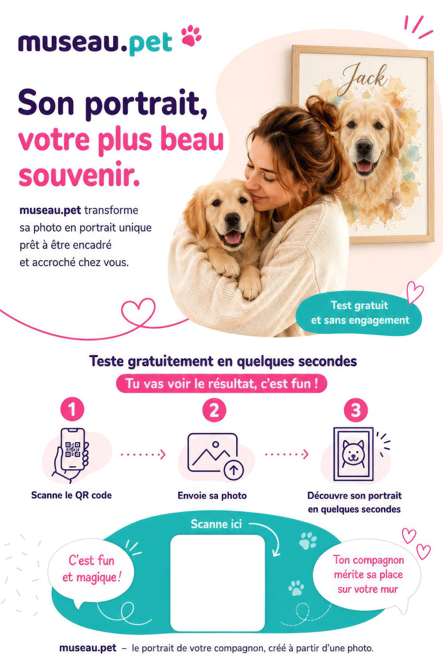 Le portrait d’un chien créé à partir d’une photo, présenté par museau.pet.