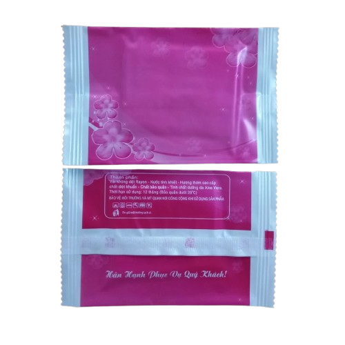 500 Cái Khăn Lạnh, Khăn Ướt Mini ( Màu Hồng) Cho Cơm Tấm, Thức Ăn Nhanh,....