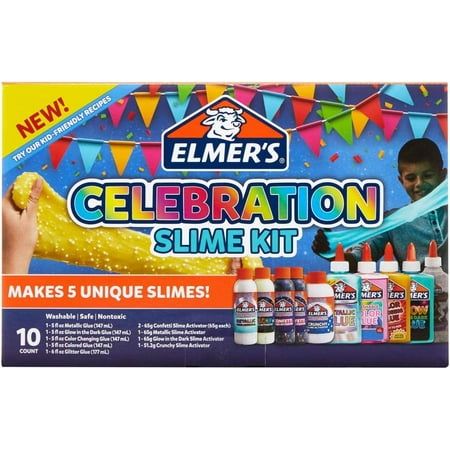 ELMER'S Celebration Slime Kit, Slime Supplies Include Assorted Magical Liquid Slime