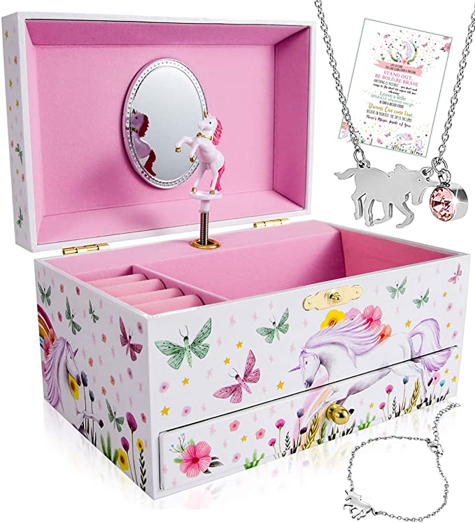 Unicorn Jewelry Box for Girls - 3 Unicorn Gifts for Girls - Girls Jewelry Box - Girls Je