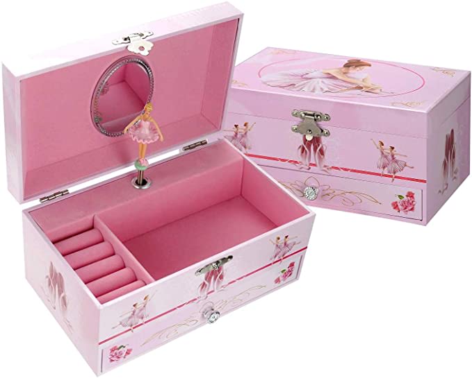 Sweet Musical Jewelry Box with Pullout Drawer and dancing Ballerina Girl Figurines Music