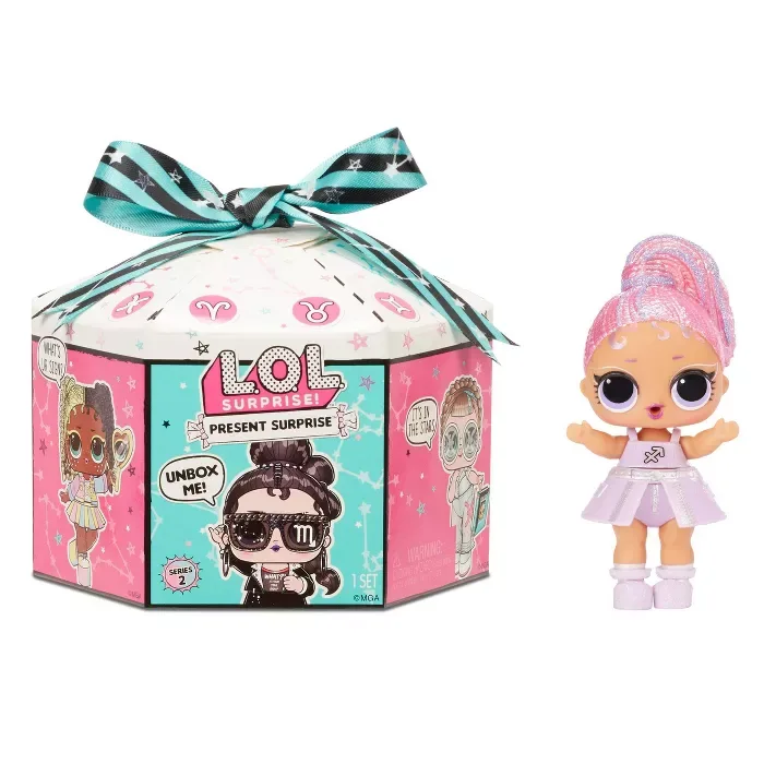 L.O.L. Surprise! Present Surprise Series 2 Glitter Shimmer Star Sign Themed Doll With 8 Surprises : 
