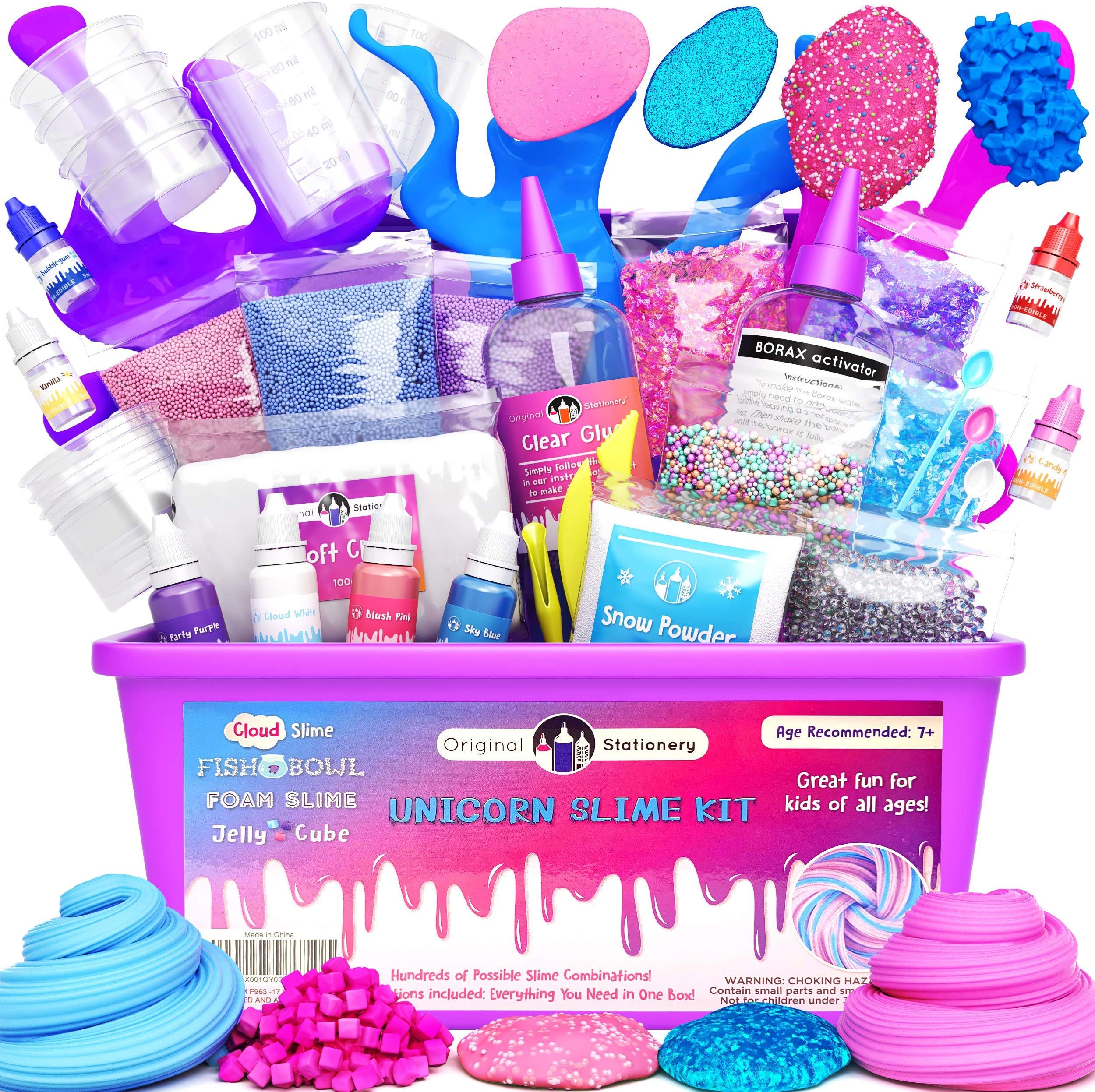 Original Stationery Unicorn Slime Kit Supplies Stuff for Girls Making Slime [Everything 