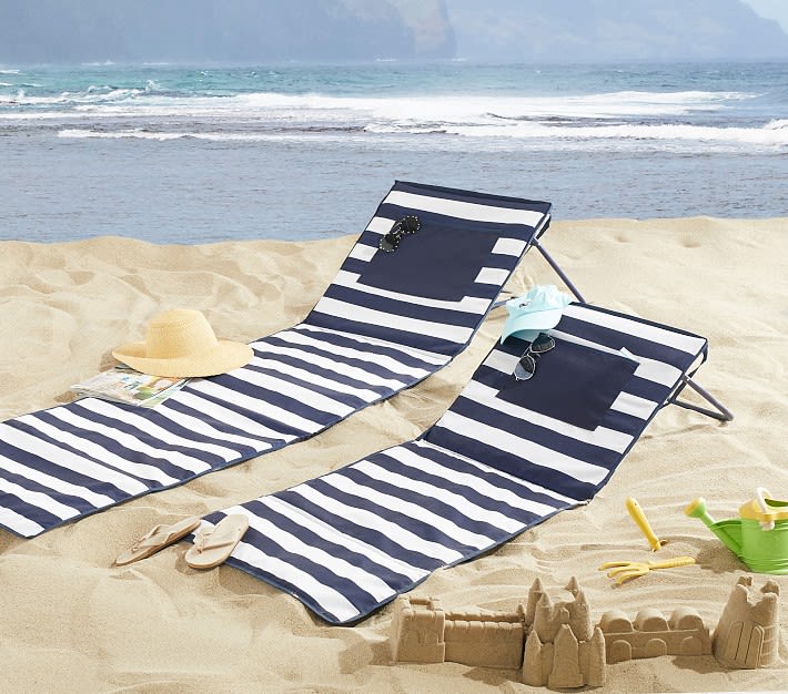 Mark & Graham x pbk Navy Rugby Stripe Beach Loungers | Pottery Barn Kids