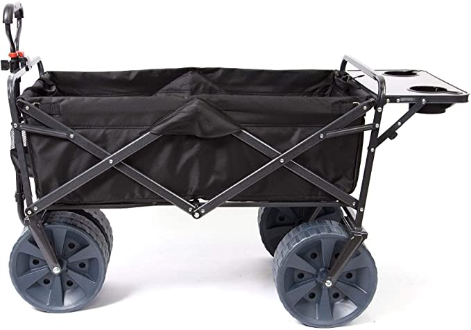 Mac Sports Heavy Duty Collapsible Folding All Terrain Utility Wagon Beach Cart with Tabl