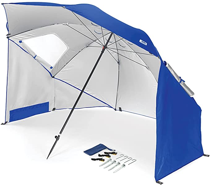 Sport-Brella Premiere UPF 50+ Umbrella Shelter for Sun and Rain Protection (8-Foot, Blue