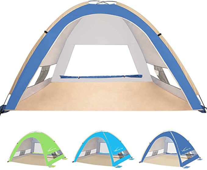 KEUMER Venustas Large Pop Up Beach Tent Automatic Sun Shelter Cabana Easy Set Up Light W