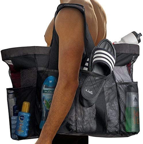 Extra Large Beach Bags and Totes / 30" XXL Mesh Tote Bag with Pockets & Zipper, Heavy Du