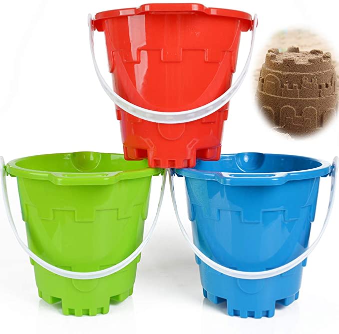 Jumbo Castle Model Beach Gear 7" Large Sand Buckets Pails Beach Water Pool Gardening Bat
