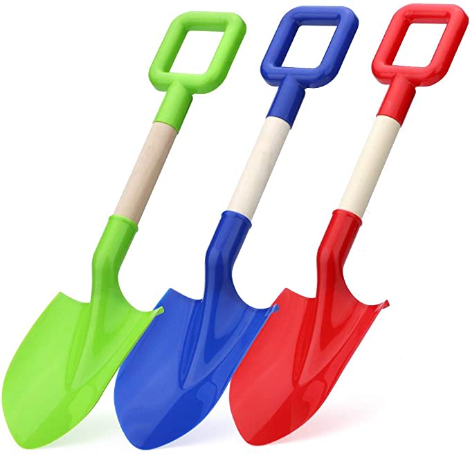 Long Kids Beach Spades Sand Shovels Toys 16" Gardening Tools Kit Sandbox Sturdy Scoop Du