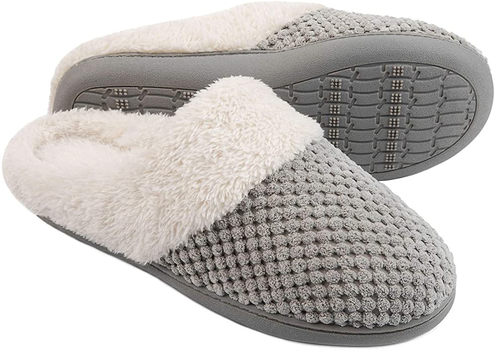 ULTRAIDEAS Women's Comfort Coral Fleece Memory Foam Slippers Fuzzy Plush Lining Slip-on