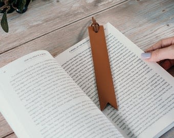 Handmade Leather Bookmark Dark Brown Gift for Reader Real | Etsy