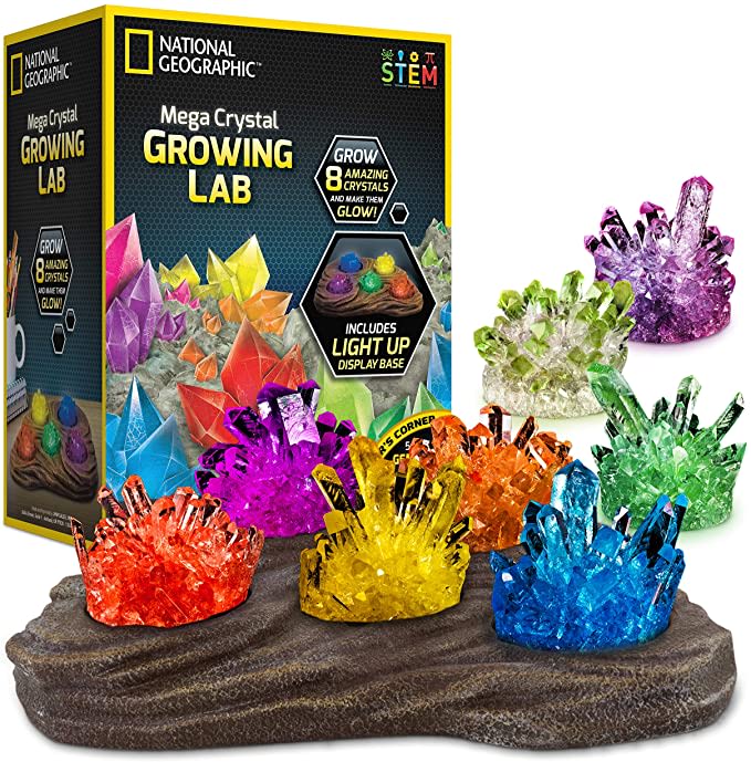 NATIONAL GEOGRAPHIC Mega Crystal Growing Lab - 8 Vibrant Colored Crystals To Grow with L