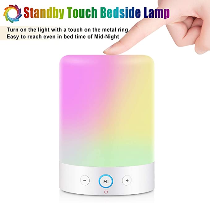 MRCOOL Night Light Bluetooth Speaker, Dimmable Table Lamp LED Speaker with RGB Colors, G