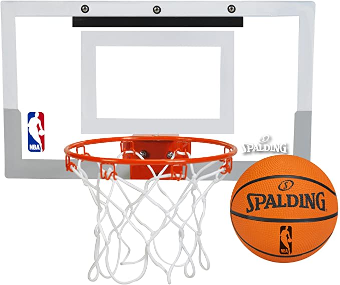 Spalding NBA Jam Over-The-Door Mini Basketball Hoop White/Orange, 18" x 10.5" : Sports 