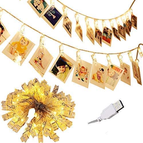 Amazon.com: Adecorty 40 LED Photo Clip Lights - Photo Clips String Lights USB Powered Fairy Lights, 