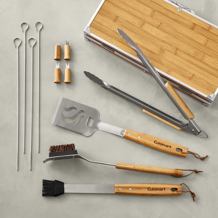 Cuisinart Bamboo Handled Grill Tools, 13 Piece Set | Grill Tools | Williams Sonoma