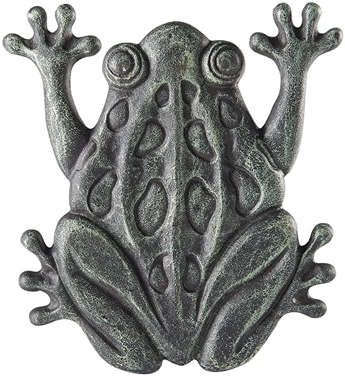 Upper Deck Cast Iron Frog Stepping Stone - Animal Garden and Yard Decor with Verdigris 