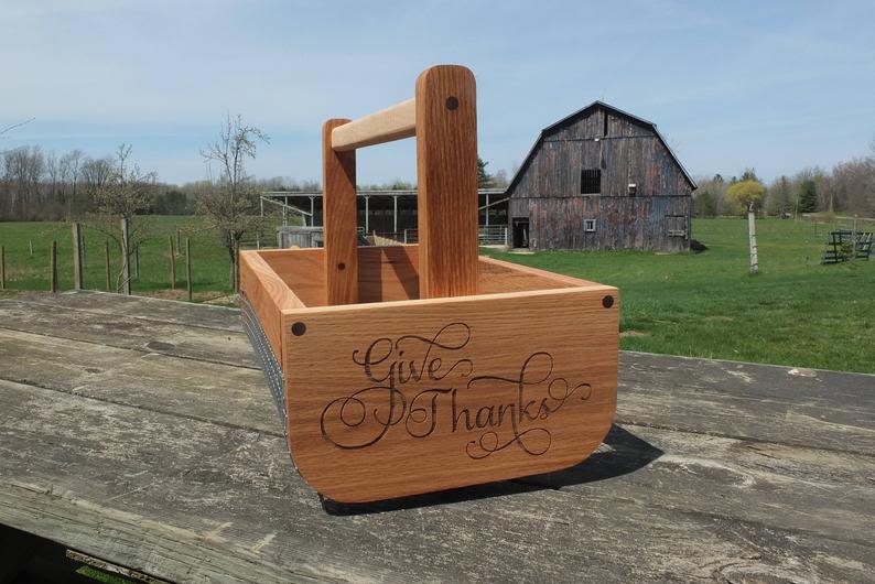 Wooden Vegetable Basket Made from Oak Wood with a Maple | Etsy