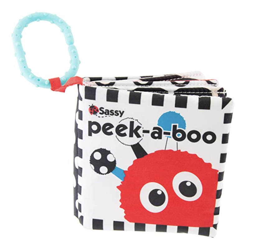 Amazon.com : Sassy Peek-a-Boo Activity Book with Attachable Link for On-The-Go Travel | Black & Whit
