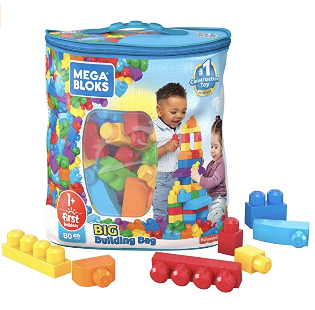 Amazon.com: Mega Bloks First Builders Big Building Bag with Big Building Blocks, Building Toys for T