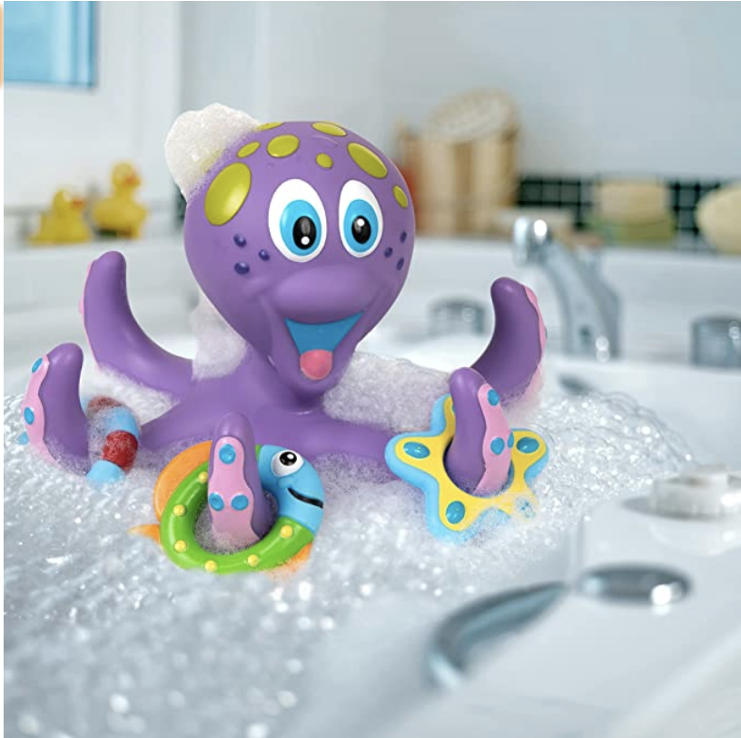 Amazon.com : Nuby Floating Purple Octopus with 3 Hoopla Rings Interactive Bath Toy : Toys & Games