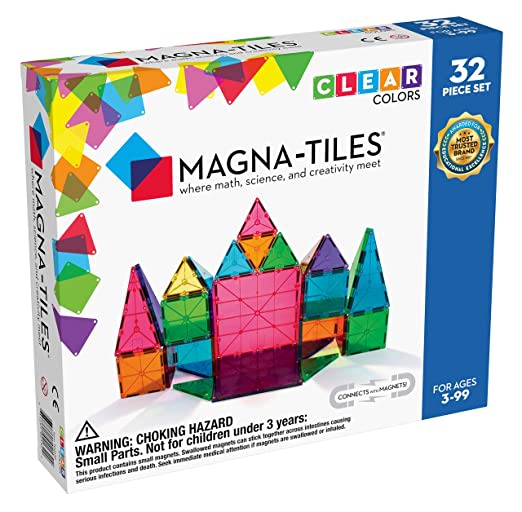 Amazon.com: Magna-Tiles 32-Piece Clear Colors Set, The Original Magnetic Building Tiles For Creative