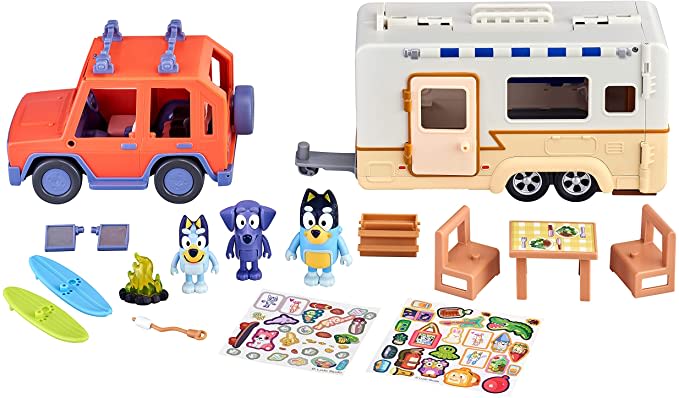 Amazon.com: Bluey Ultimate Caravan Adventures - Caravan Playset and Three 2.5-3" Figures & 4WD Famil